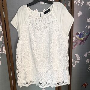 Lane Bryant White Lace Blouse